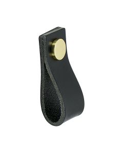 Möbelknopf Loop - Schwarzes Leder / Messing - Beslag Design