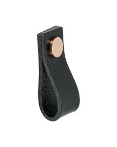 Möbelknopf Loop - Schwarzes Leder / Kupfer - Beslag Design