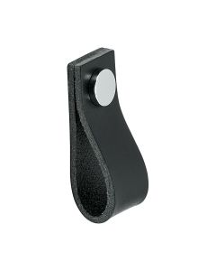 Möbelknopf Loop - Schwarzes Leder / Chrom - Beslag Design
