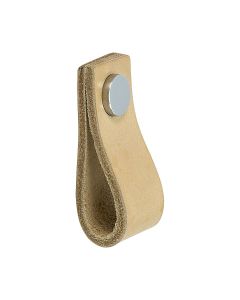 Möbelknopf Loop - Natur Leder / Chrom - Beslag Design