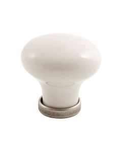 Möbelknopf / Knopf 24136 - Weißen Porzellan / Zinn - Beslag Design