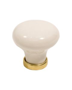 Möbelknopf / Knopf 24136 - Porzellan / Messing poliert - Beslag Design