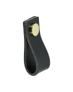 Möbelknopf Loop - Schwarzes Leder / Messing - Beslag Design