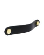Loop runder Griff - Schwarzes Leder / Poliertes Messing - Beslag Design