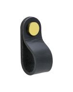Loop runder Knauf - Schwarzes Leder / Poliertes Messing - Beslag Design
