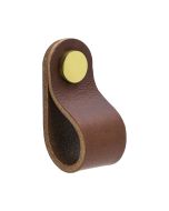 Loop runder Knauf - Braunes Leder / Poliertes Messing - Beslag Design